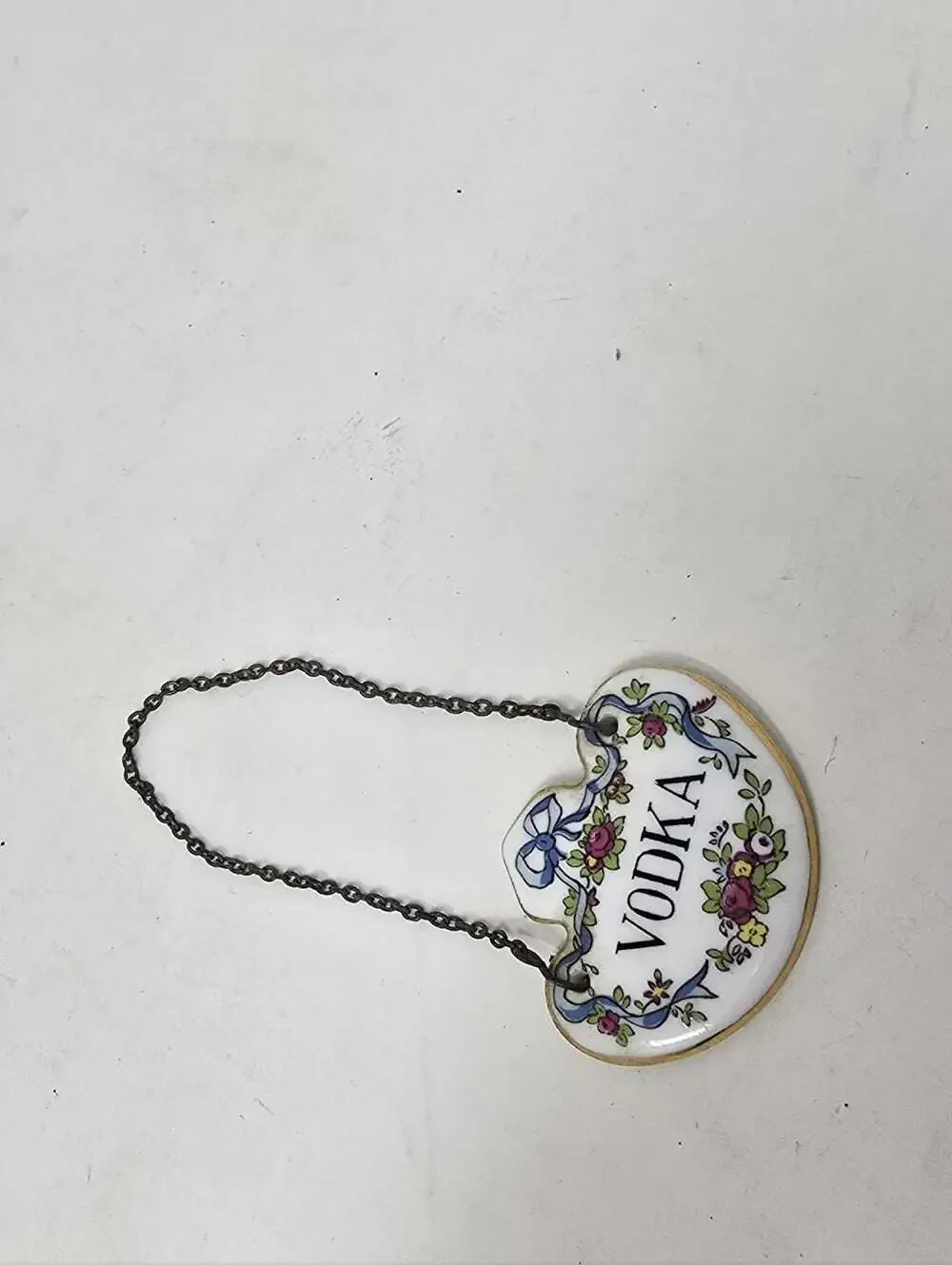 Vintage Crown Staffordshire Vodka Decanter Label Fine Bone China w Chain
